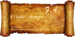 Filyó Aranka névjegykártya